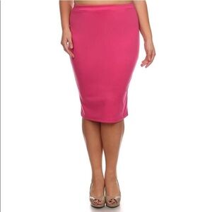 Curvy Collection Fuchsia Ponte Pencil Skirt